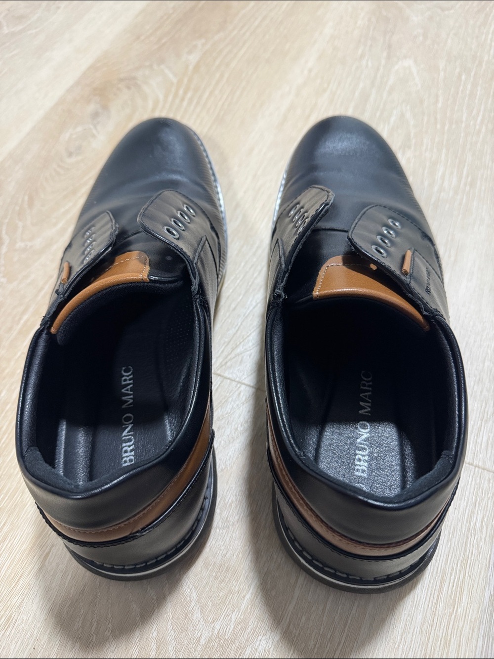 Black Derby Shoes with Brown Tongue Detail - Picture 5 of 8
